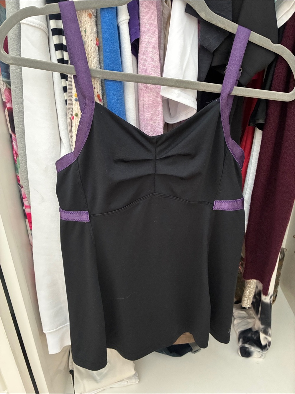 Karma Black Tank Top with Purple Trim - Women Tops sz M
